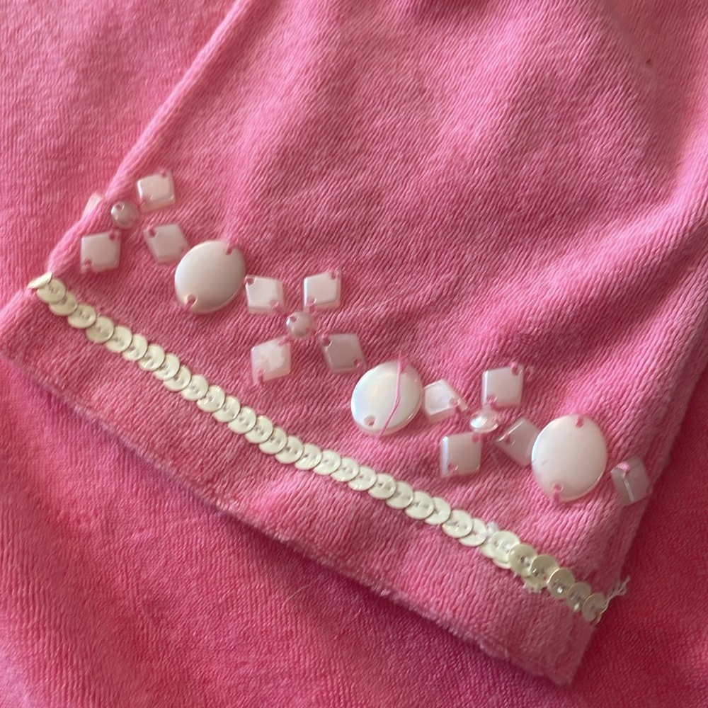Moda international Terry beach pool coverup. Beaded. Barbie pink. Comfy. Cute - Picture 4 of 6
